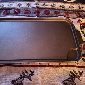 Vintage Non Stick Cast Aluminum Double Burner Griddle NIB